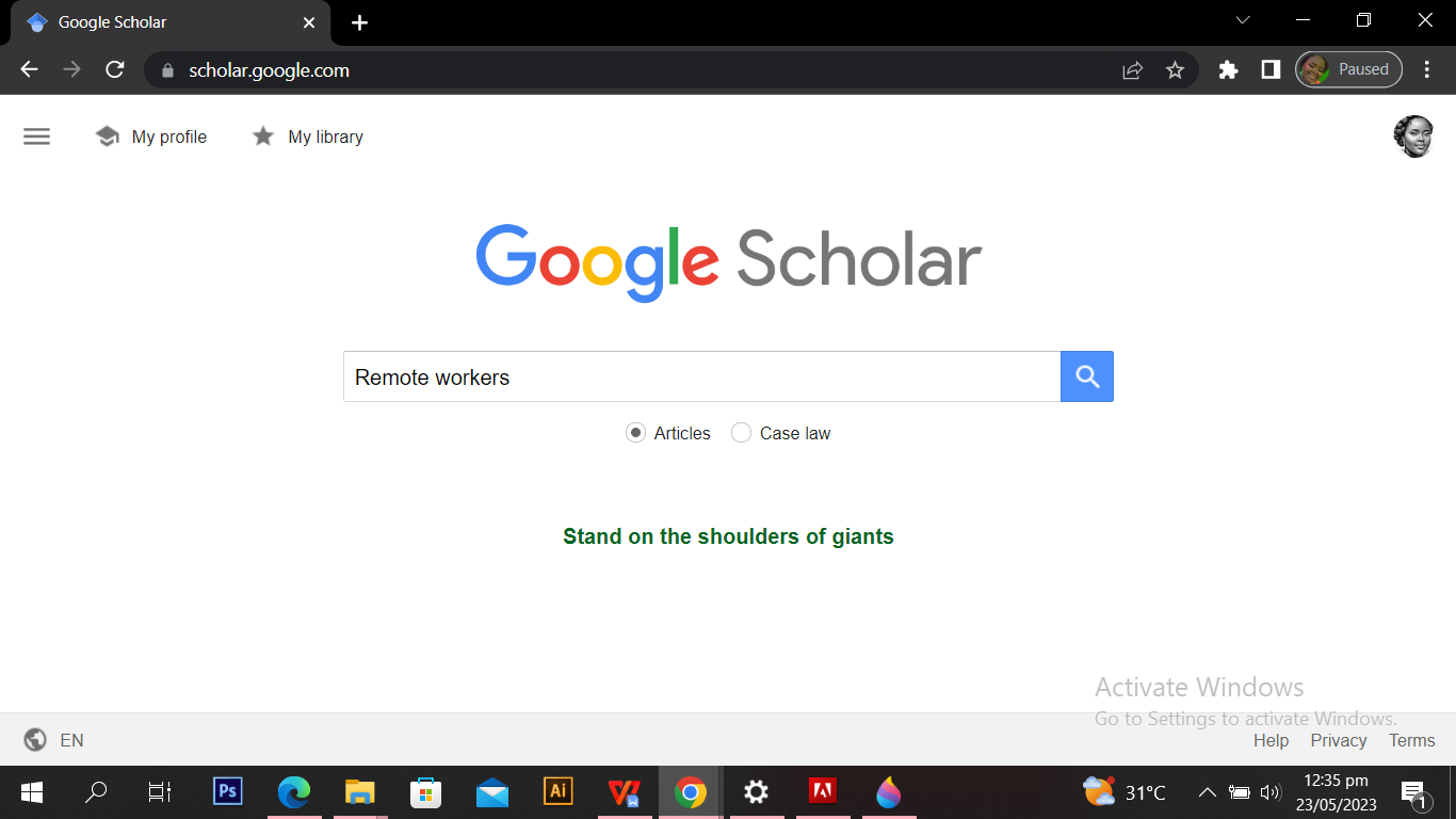 google scholar home page